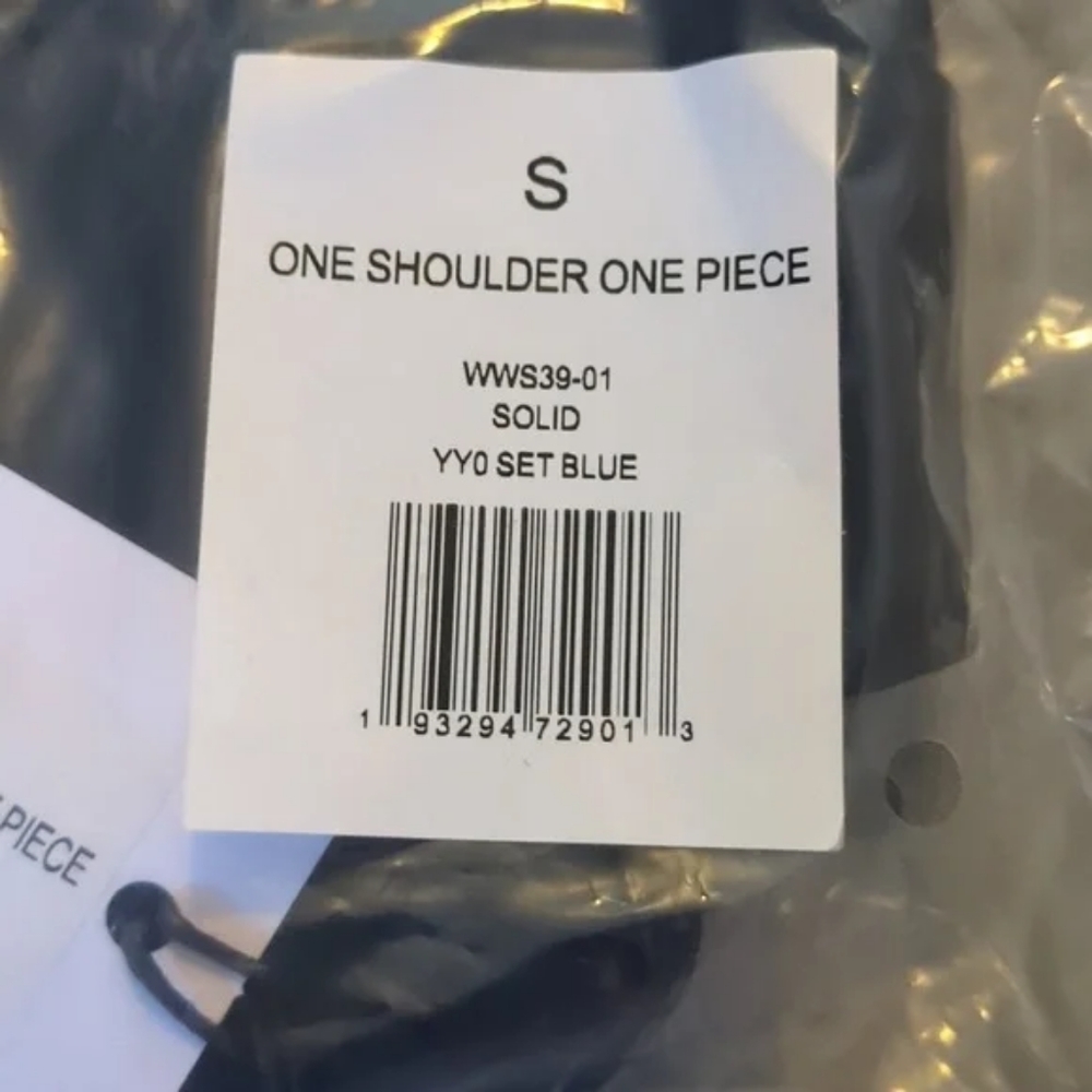 WeWoreWhat One Shoulder One Piece Swimsuit Navy Blue - Picture 7 of 8